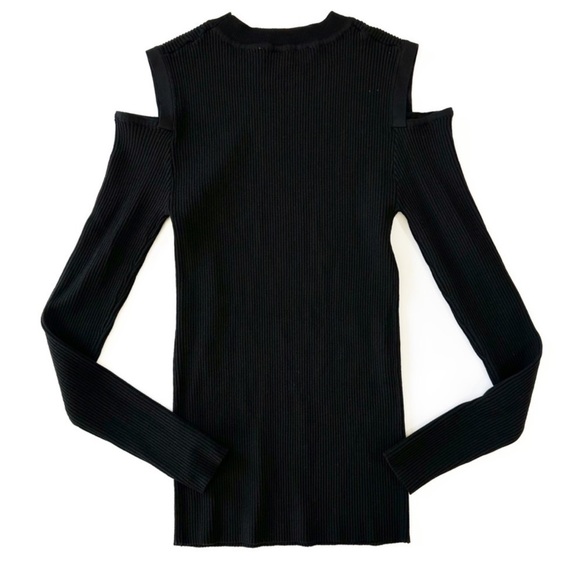 Zara Tops - Zara Black Ribbed Knit Top with Shoulder Cutouts - Size S